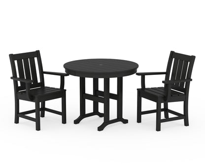 POLYWOOD® Oxford 3-Piece Farmhouse Dining Set in Black