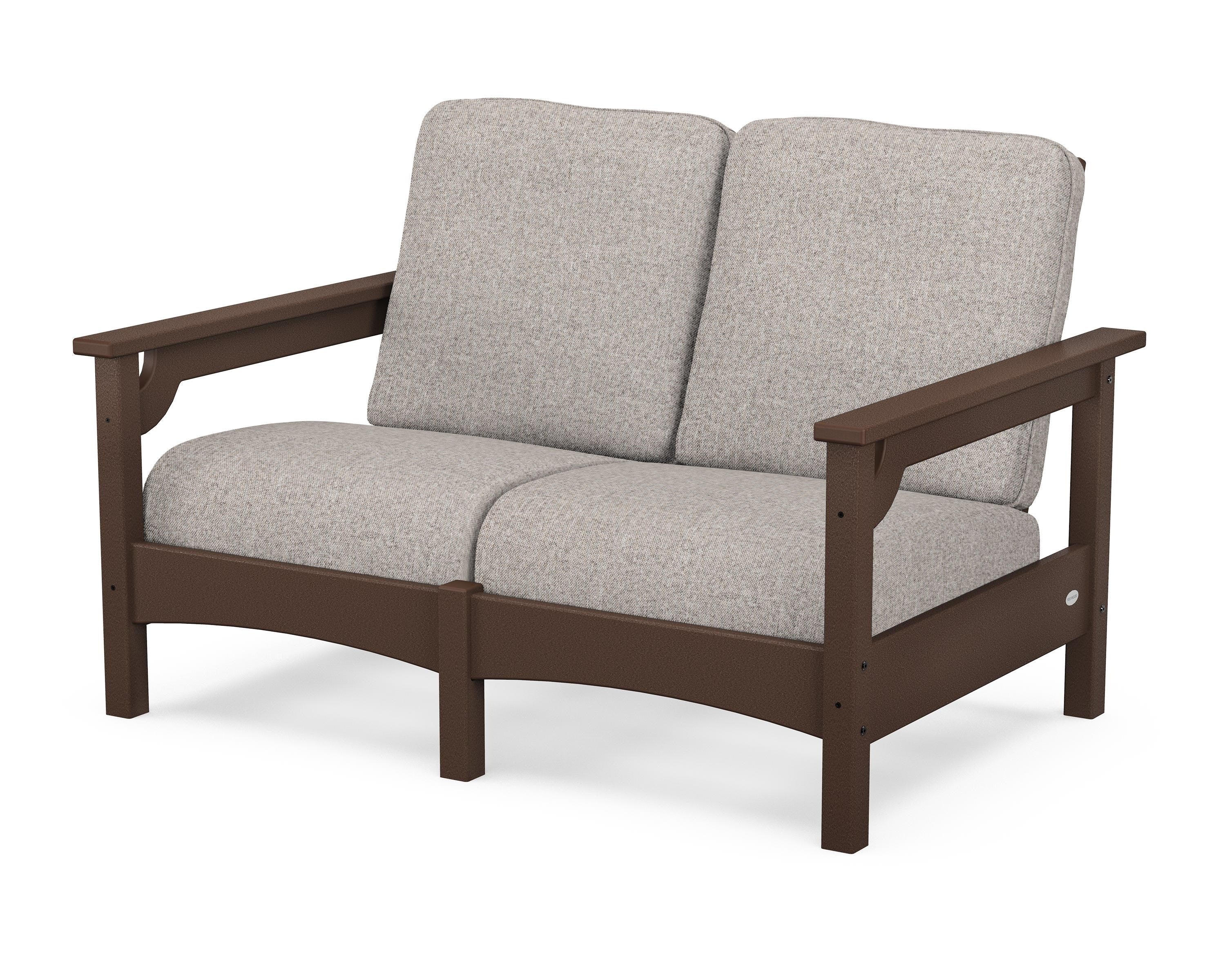 POLYWOOD® Club Loveseat in Mahogany / Weathered Tweed
