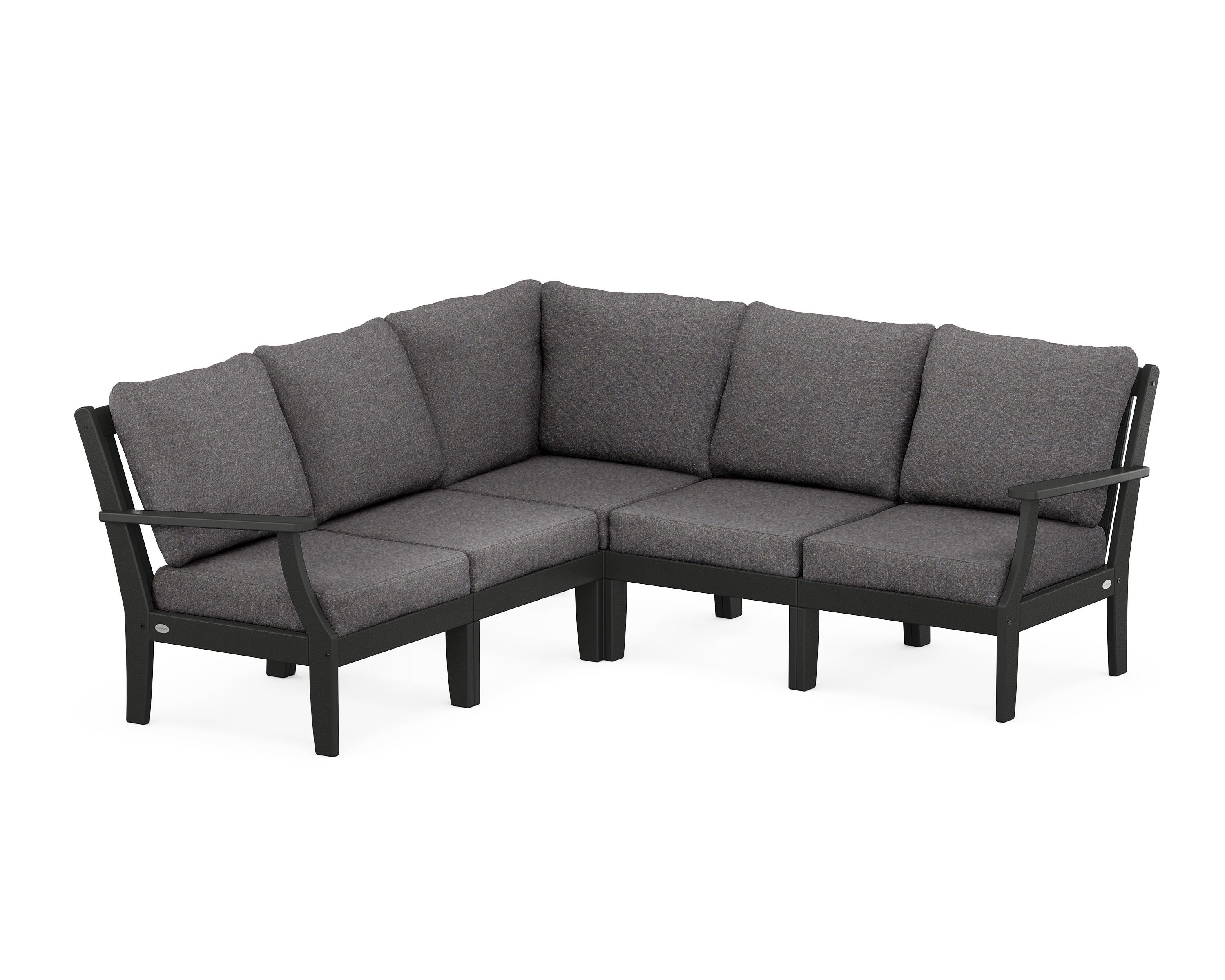 POLYWOOD® Braxton Modular 5-Piece Deep Seating Set in Black / Ash Charcoal