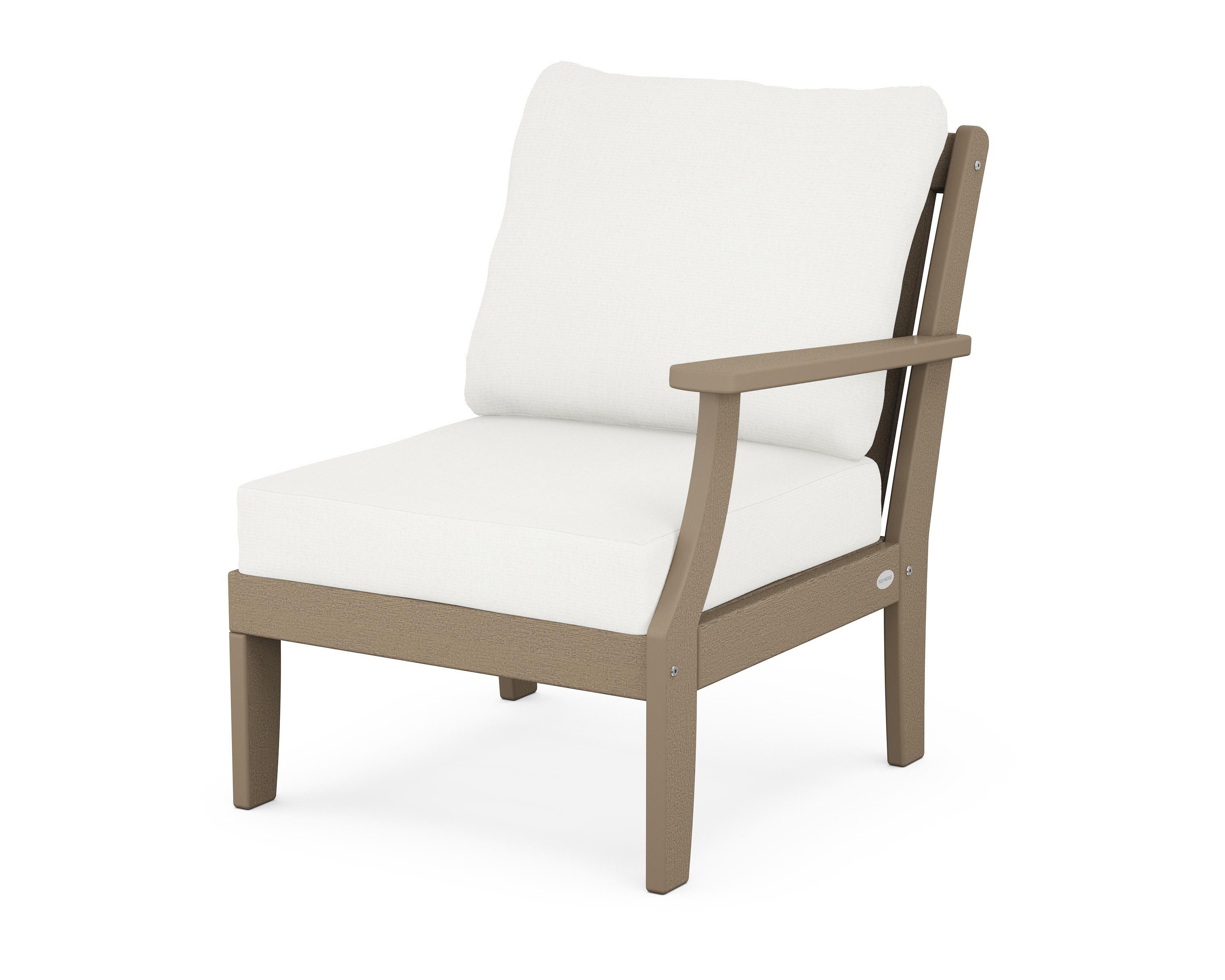 POLYWOOD® Braxton Modular Right Arm Chair in Vintage Sahara / Natural Linen