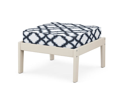 Unbranded Deep Seating Ottoman in Sand / Trellis Marine Indigo