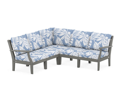 POLYWOOD® Braxton Modular 5-Piece Deep Seating Set in Slate Grey / Leaf Sky Blue