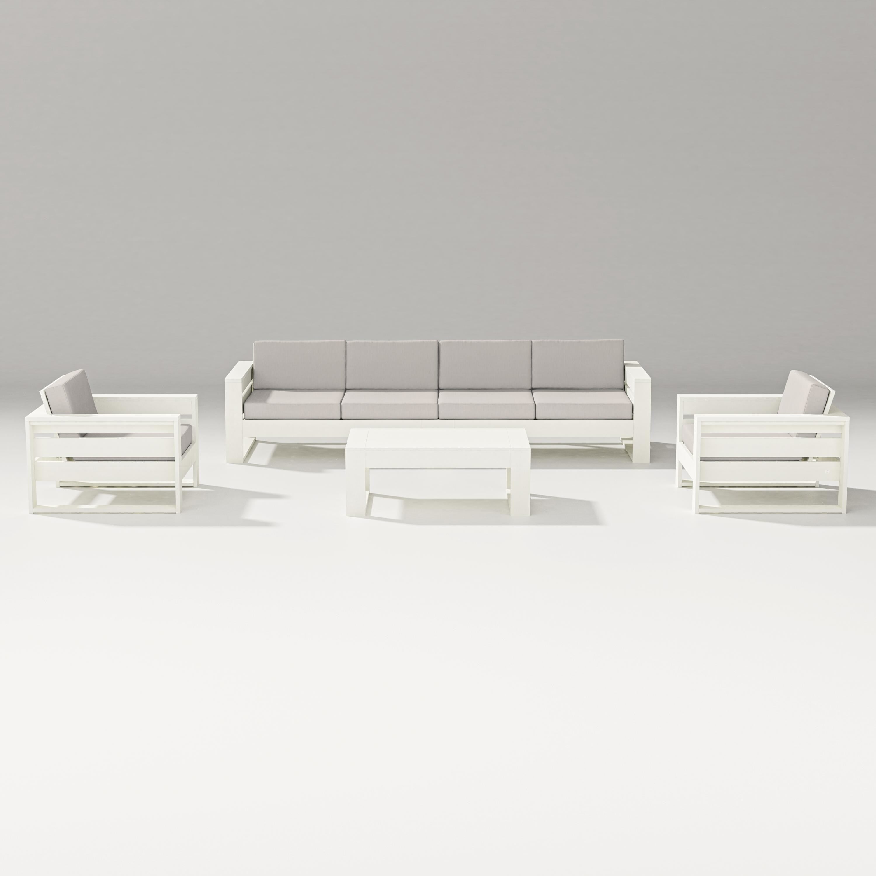 PW Designer Series Latitude 5-Piece Lounge Sofa Set in Vintage White / Cast Ash