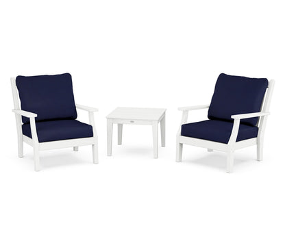 Country Living Wovendale 3-Piece Deep Seating Set in White / Navy