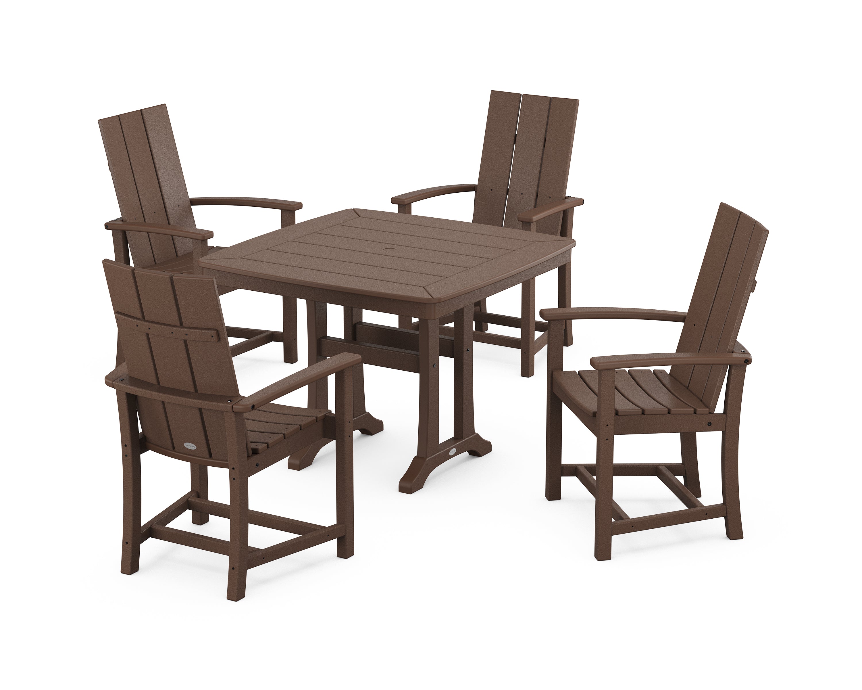 POLYWOOD® Modern Adirondack 5-Piece Dining Set with Trestle Legs in Mahogany