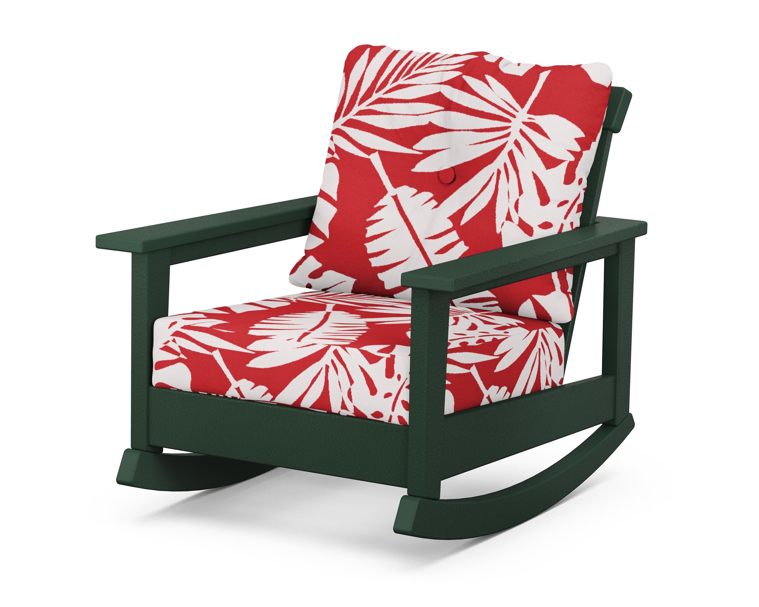 POLYWOOD® Prescott Deep Seating Rocking Chair in Green / Leaf Crimson