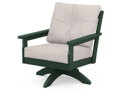 POLYWOOD® Vineyard Deep Seating Swivel Chair in Green / Dune Burlap
