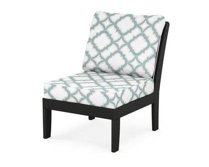 POLYWOOD® Braxton Modular Armless Chair in Black / Trellis Glacier Spa