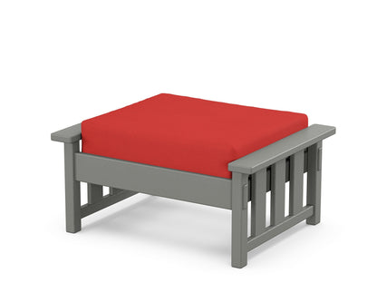 Martha Stewart by POLYWOOD® Acadia Deep Seating Ottoman in Slate Grey / Crimson Linen
