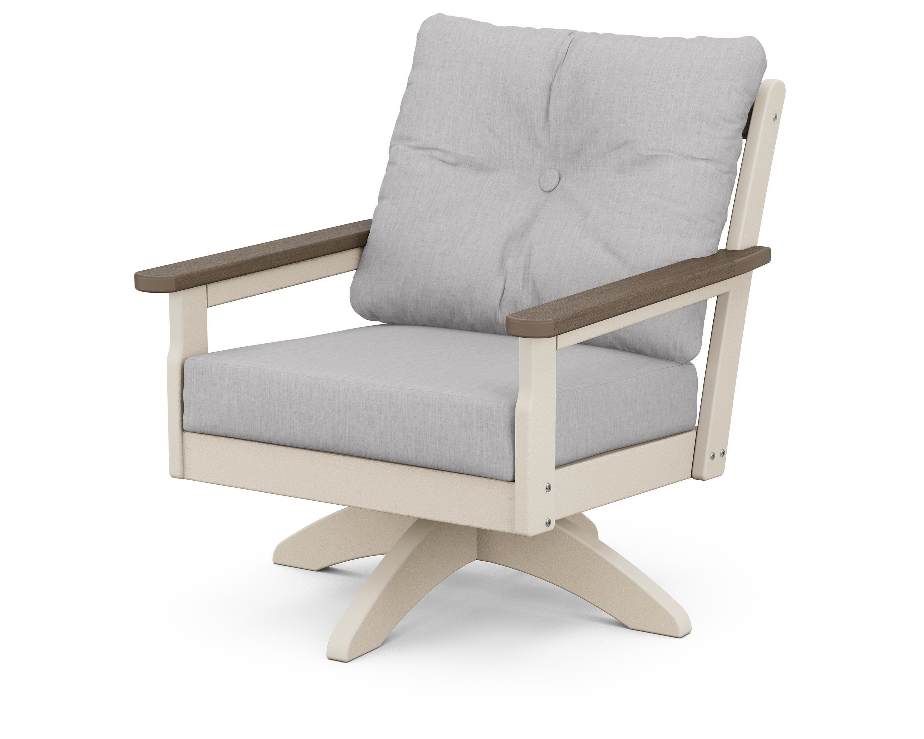 POLYWOOD® Vineyard Deep Seating Swivel Chair in Sand / Kona / Granite