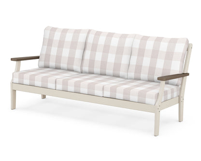 POLYWOOD® Braxton Deep Seating Sofa in Sand / Kona / Buffalo Plaid Dune Burlap