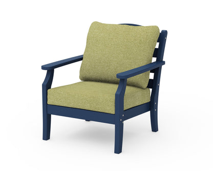Draper James™ by  POLYWOOD® Savannah Deep Seating Chair in Navy / Chartreuse Boucle