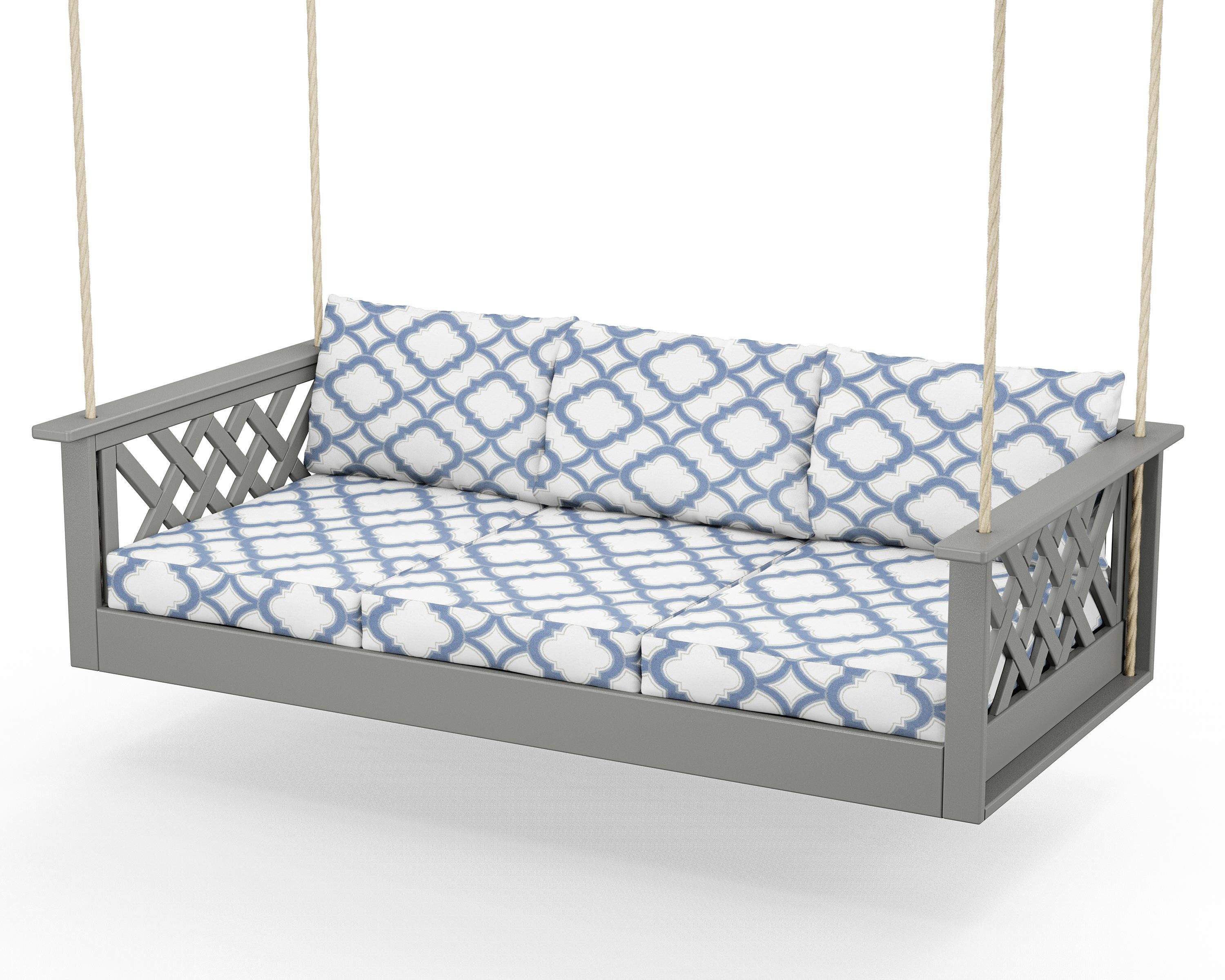 Country Living Wovendale Daybed Swing in Slate Grey / Trellis Sky Blue
