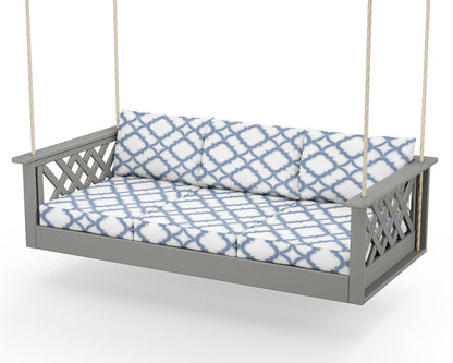 Country Living Wovendale Daybed Swing in Slate Grey / Trellis Sky Blue
