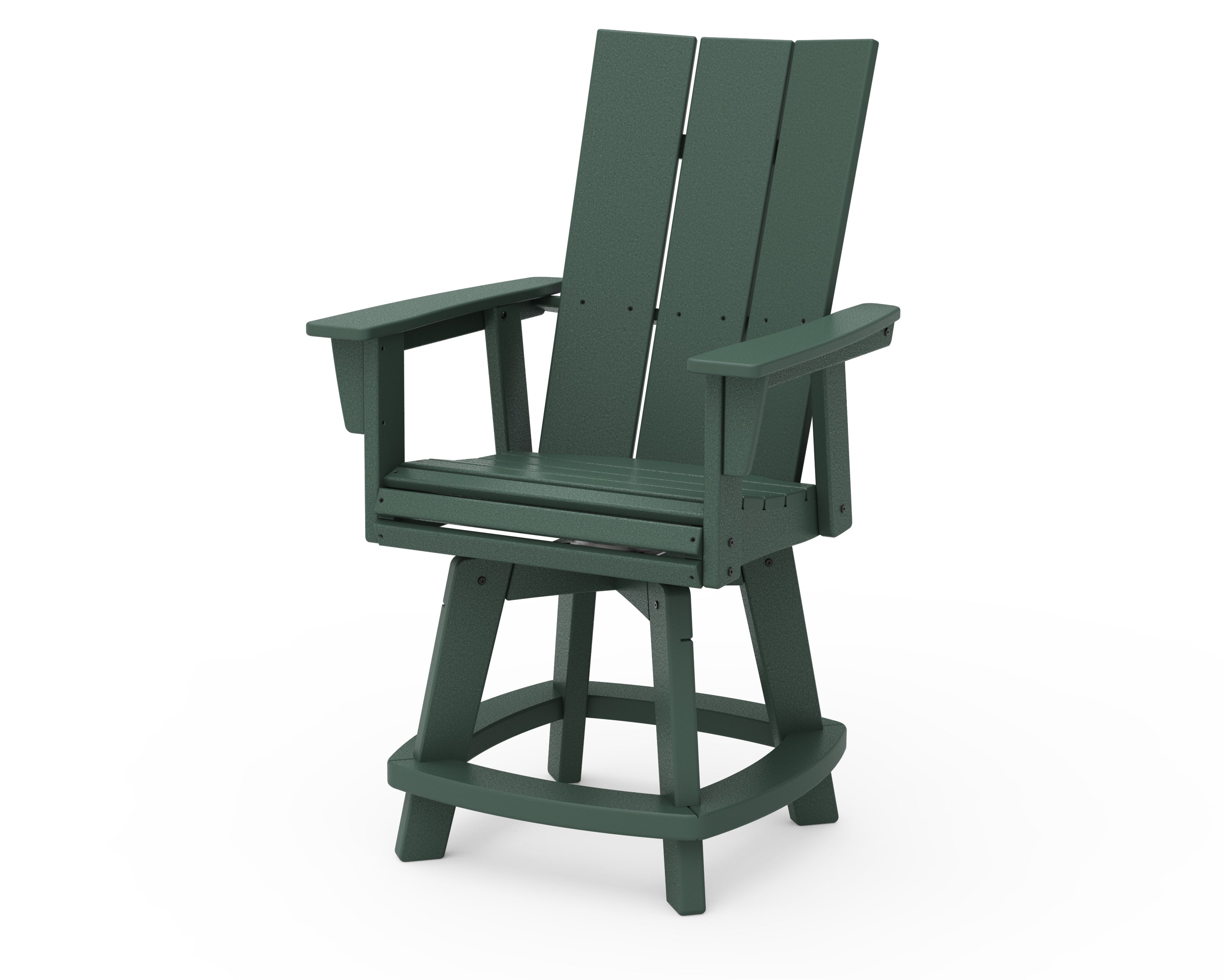 POLYWOOD® Modern Curveback Adirondack Swivel Counter Chair in Green