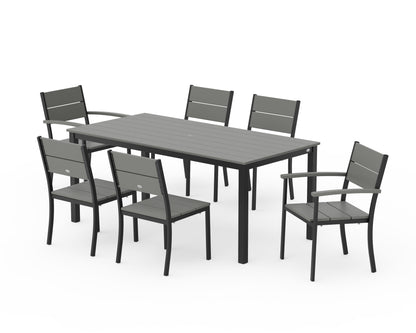 POLYWOOD® Main Street 7-Piece Dining Set in Black / Slate Grey