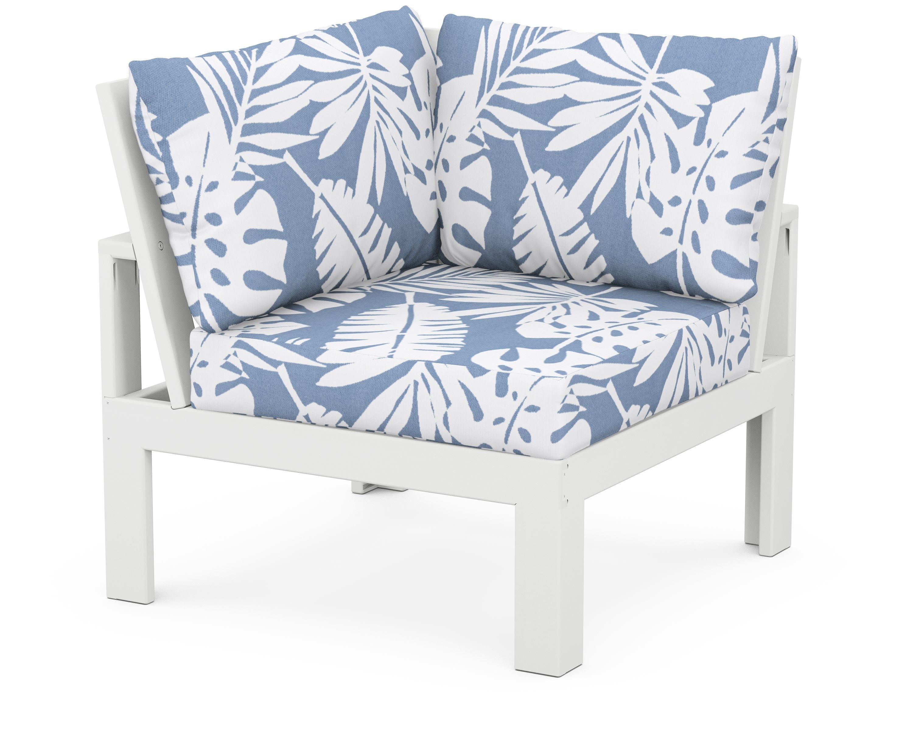Unbranded Modular Corner Chair in White / Leaf Sky Blue
