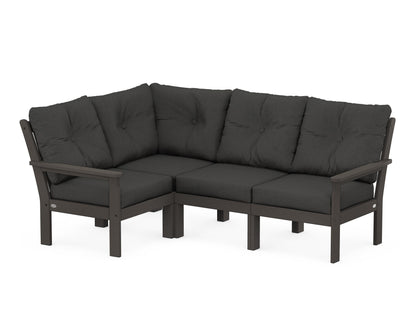 POLYWOOD® Vineyard 4-Piece Sectional in Vintage Coffee / Spectrum Carbon