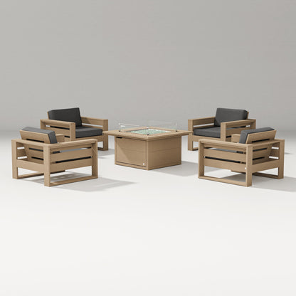 PW Designer Series Latitude 5-Piece Lounge Fire Table Set in Vintage Sahara / Spectrum Carbon