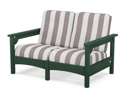 POLYWOOD® Club Loveseat in Green / Cabana Stripe Grey Mist