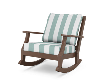 Country Living Wovendale Deep Seating Rocking Chair in Mahogany / Cabana Stripe Glacier Spa