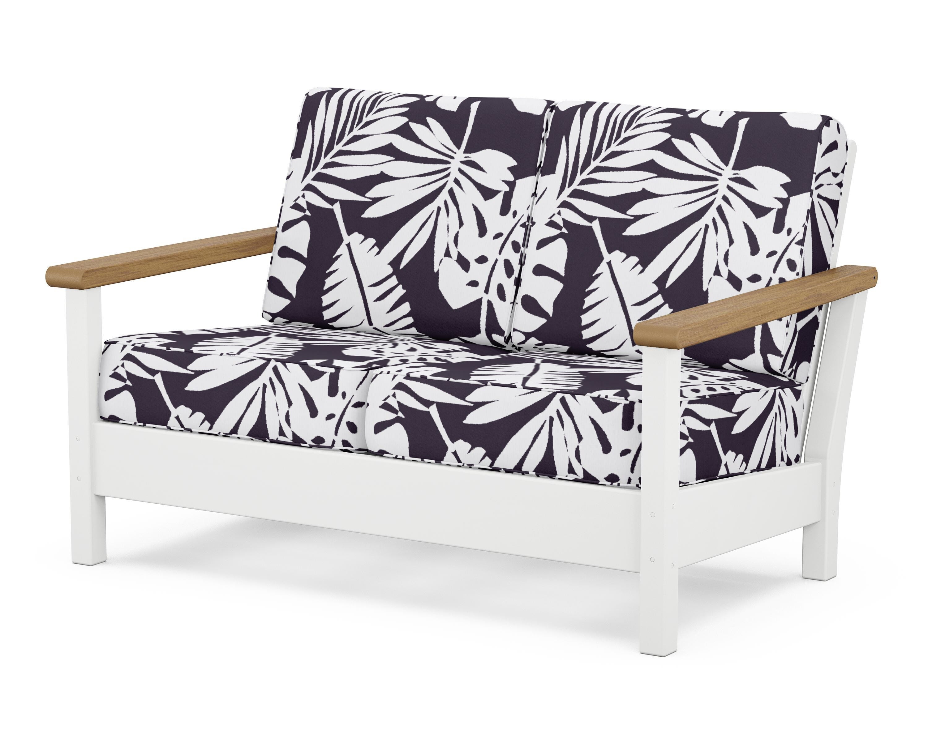 POLYWOOD® Harbour Deep Seating Loveseat in White / Natural / Leaf Navy