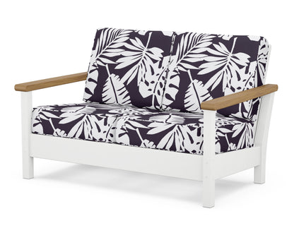 POLYWOOD® Harbour Deep Seating Loveseat in White / Natural / Leaf Navy