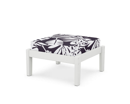 Unbranded Deep Seating Ottoman in White / Leaf Navy