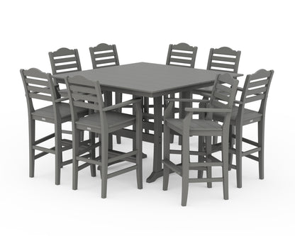 Draper James™ by  POLYWOOD® Savannah 9-Piece Square Farmhouse Bar Set with Trestle Legs in Slate Grey