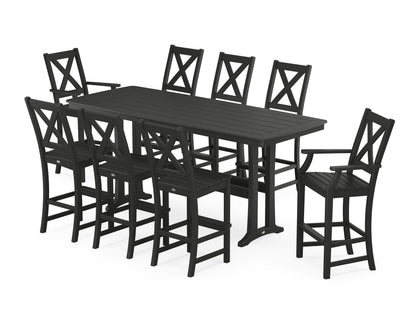POLYWOOD® Braxton 9-Piece Bar Set with Trestle Legs in Black