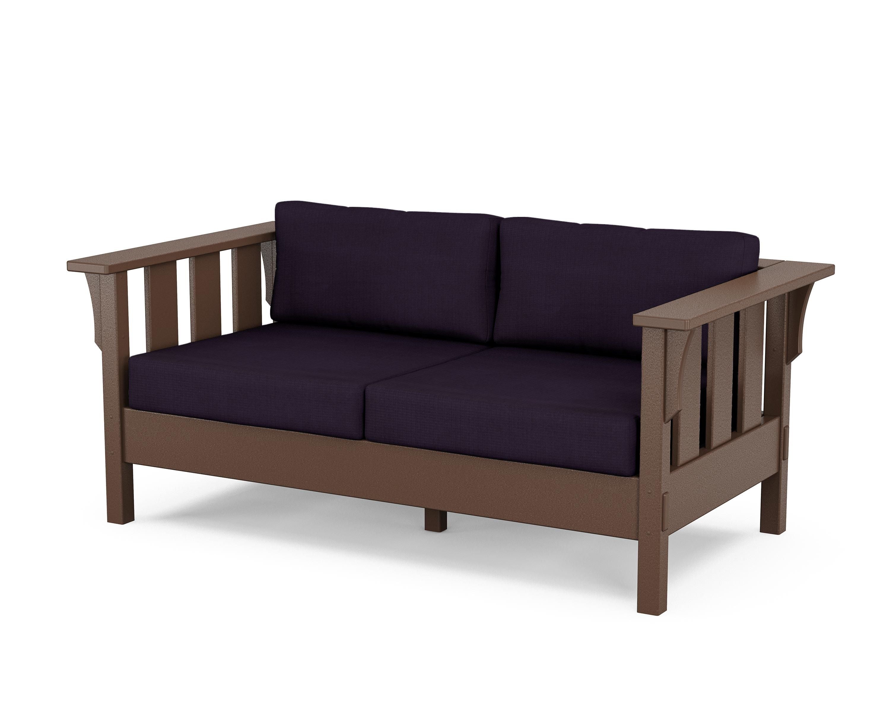 Martha Stewart by POLYWOOD® Acadia Deep Seating Loveseat in Mahogany / Navy Linen