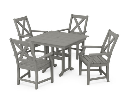 POLYWOOD® Braxton 5-Piece Farmhouse Dining Set in Slate Grey