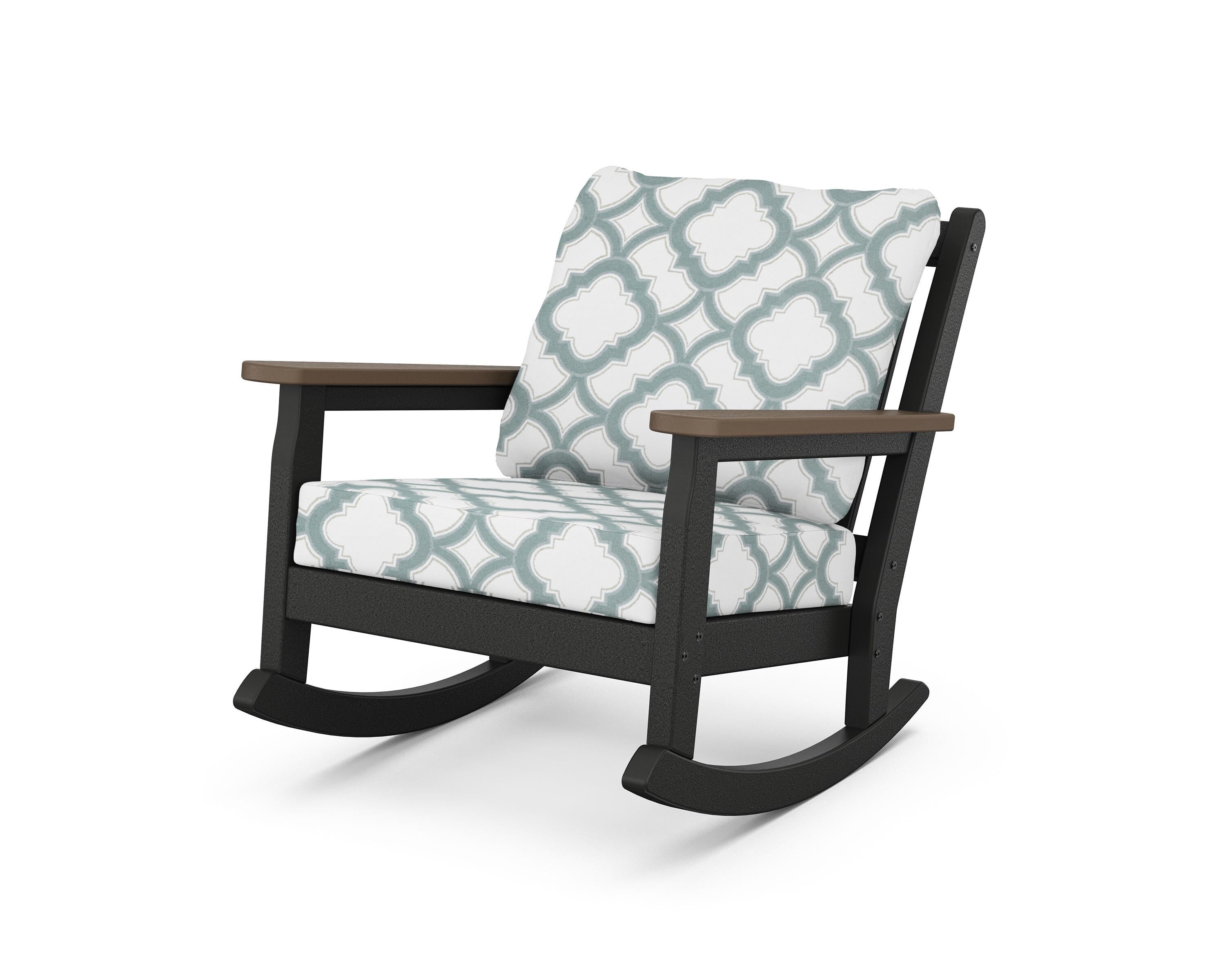 POLYWOOD® Chippendale Deep Seating Rocking Chair in Black / Kona / Trellis Glacier Spa