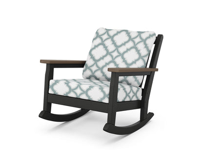 POLYWOOD® Chippendale Deep Seating Rocking Chair in Black / Kona / Trellis Glacier Spa