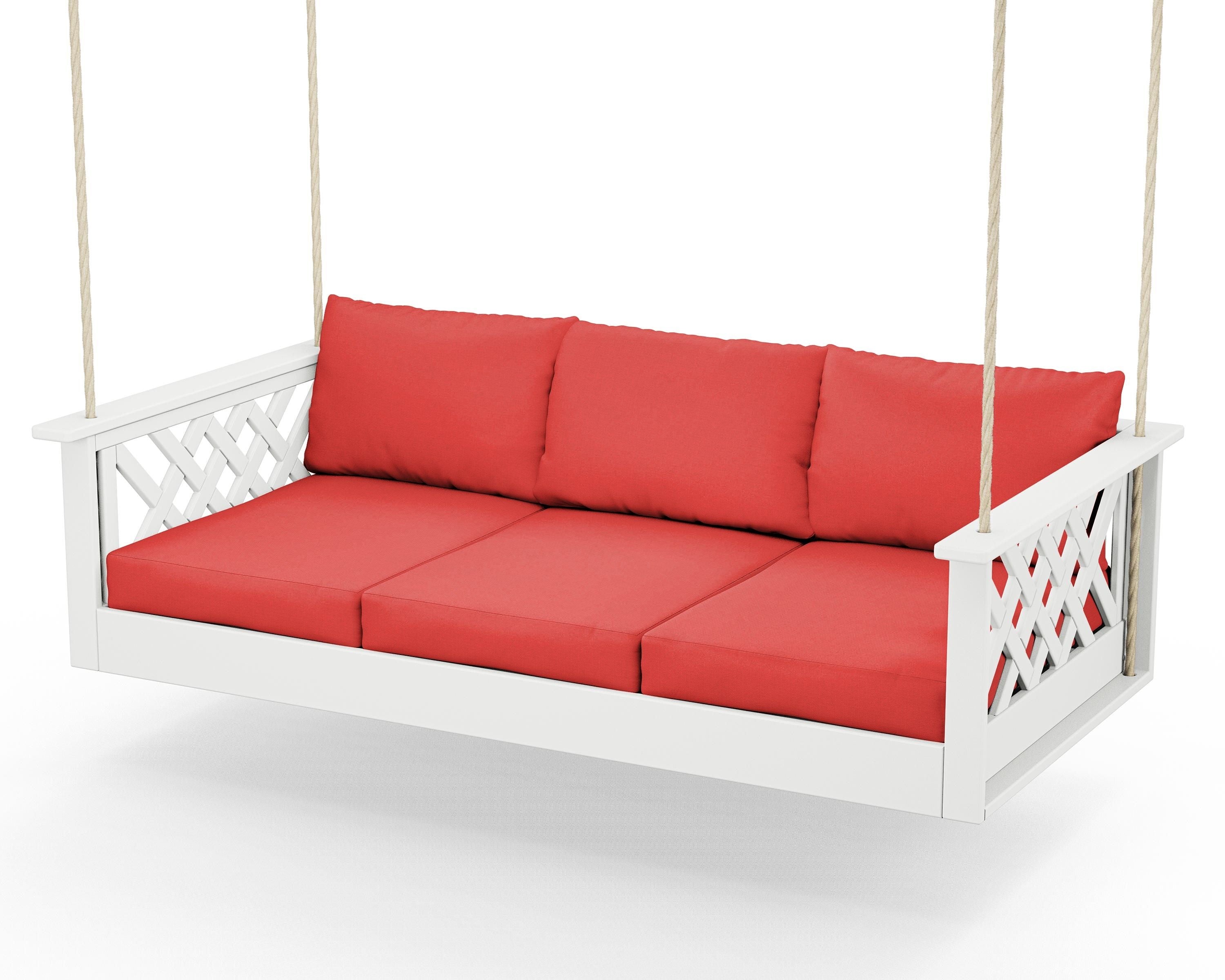 Country Living Wovendale Daybed Swing in White / Crimson Linen
