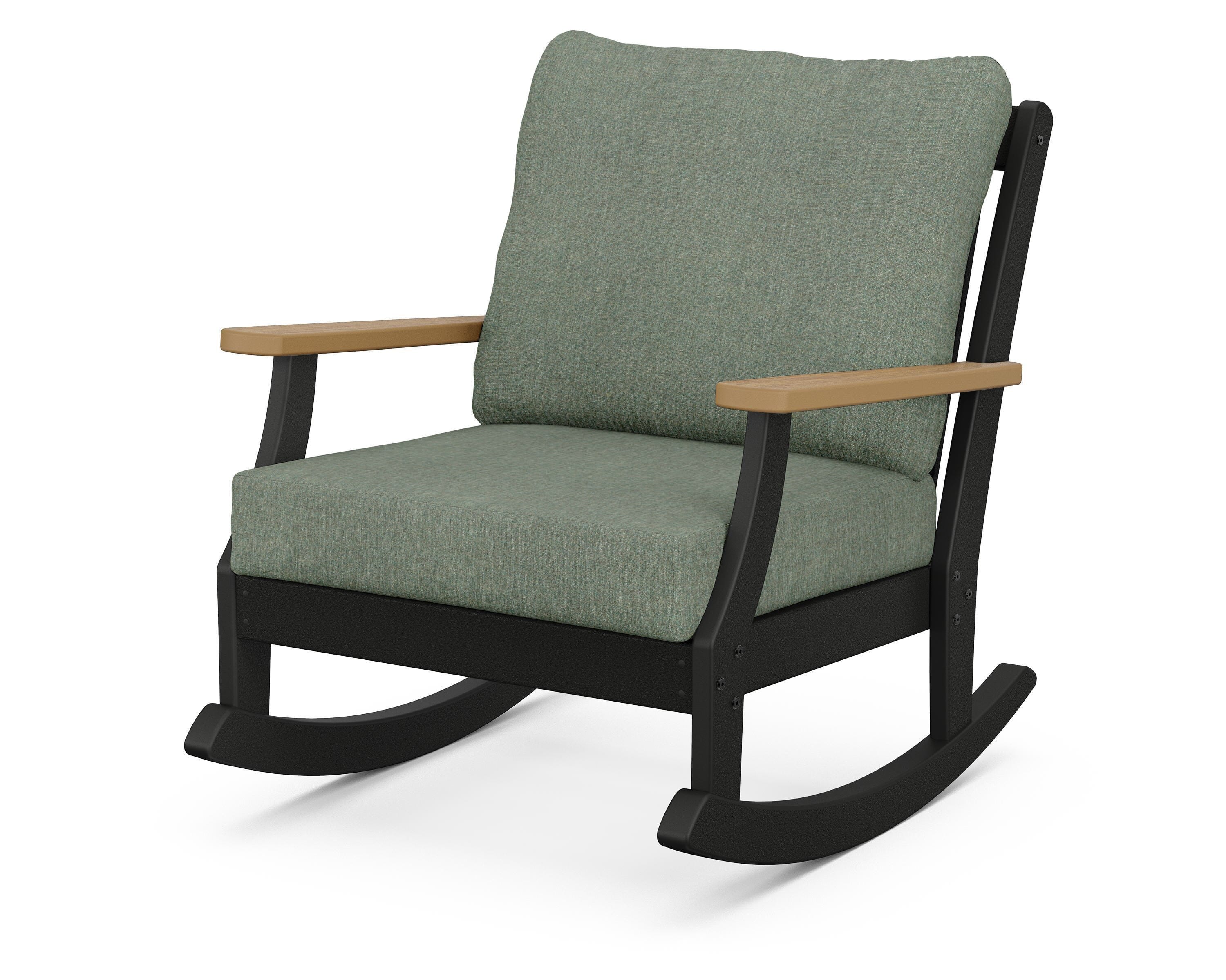 POLYWOOD® Braxton Deep Seating Rocking Chair in Black / Natural / Cast Sage