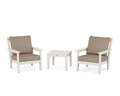 POLYWOOD® Chippendale 3-Piece Deep Seating Set in Sand / Spiced Burlap