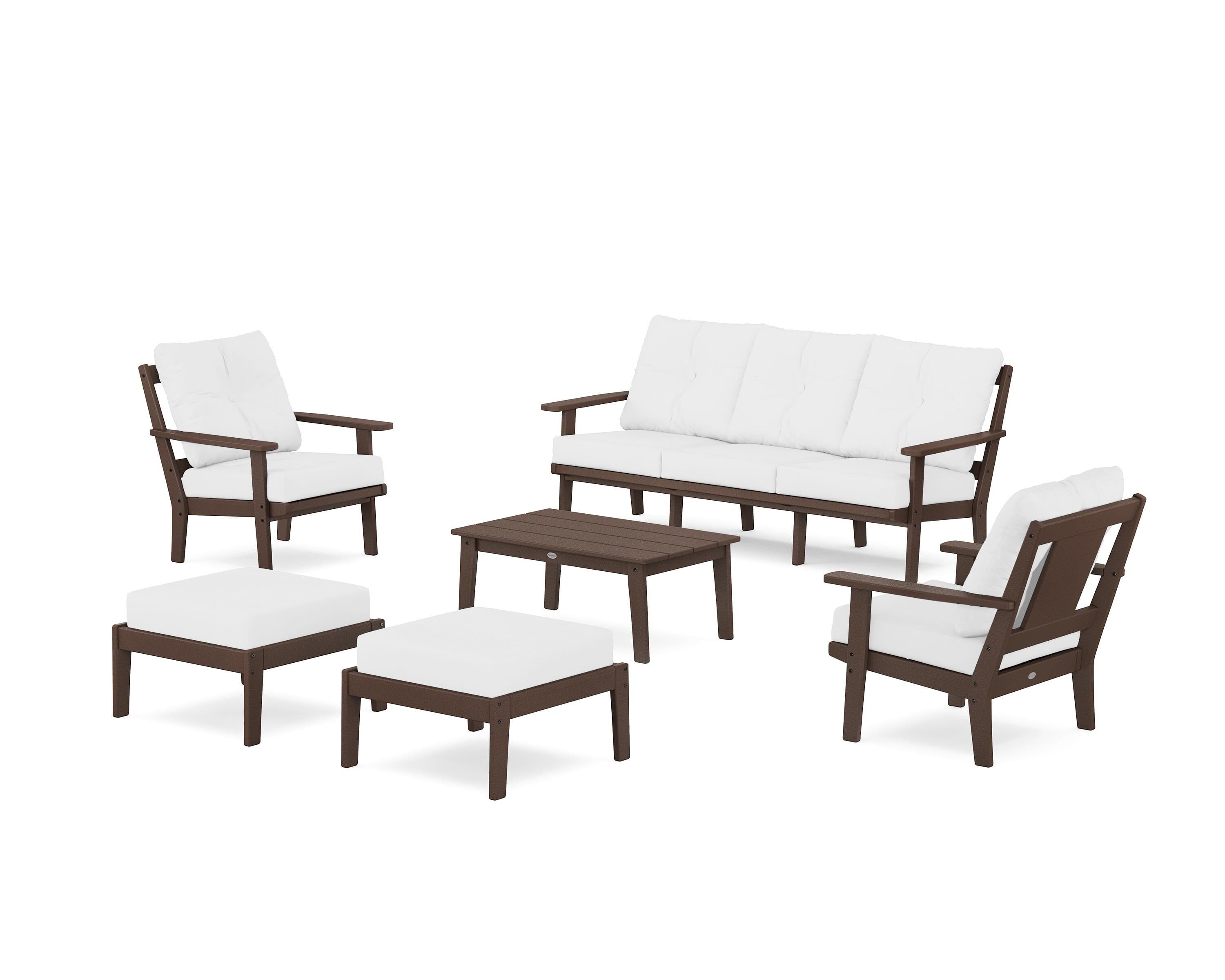 POLYWOOD® Prairie 6-Piece Lounge Sofa Set in Mahogany / Natural