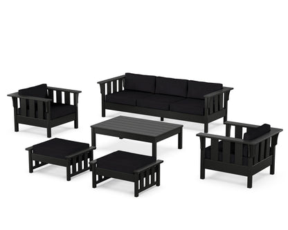 Martha Stewart by POLYWOOD® Acadia 6-Piece Lounge Sofa Set in Black / Midnight Linen