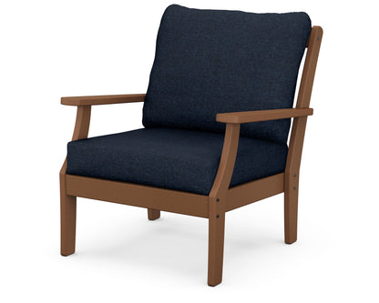POLYWOOD® Braxton Deep Seating Chair in Teak / Marine Indigo