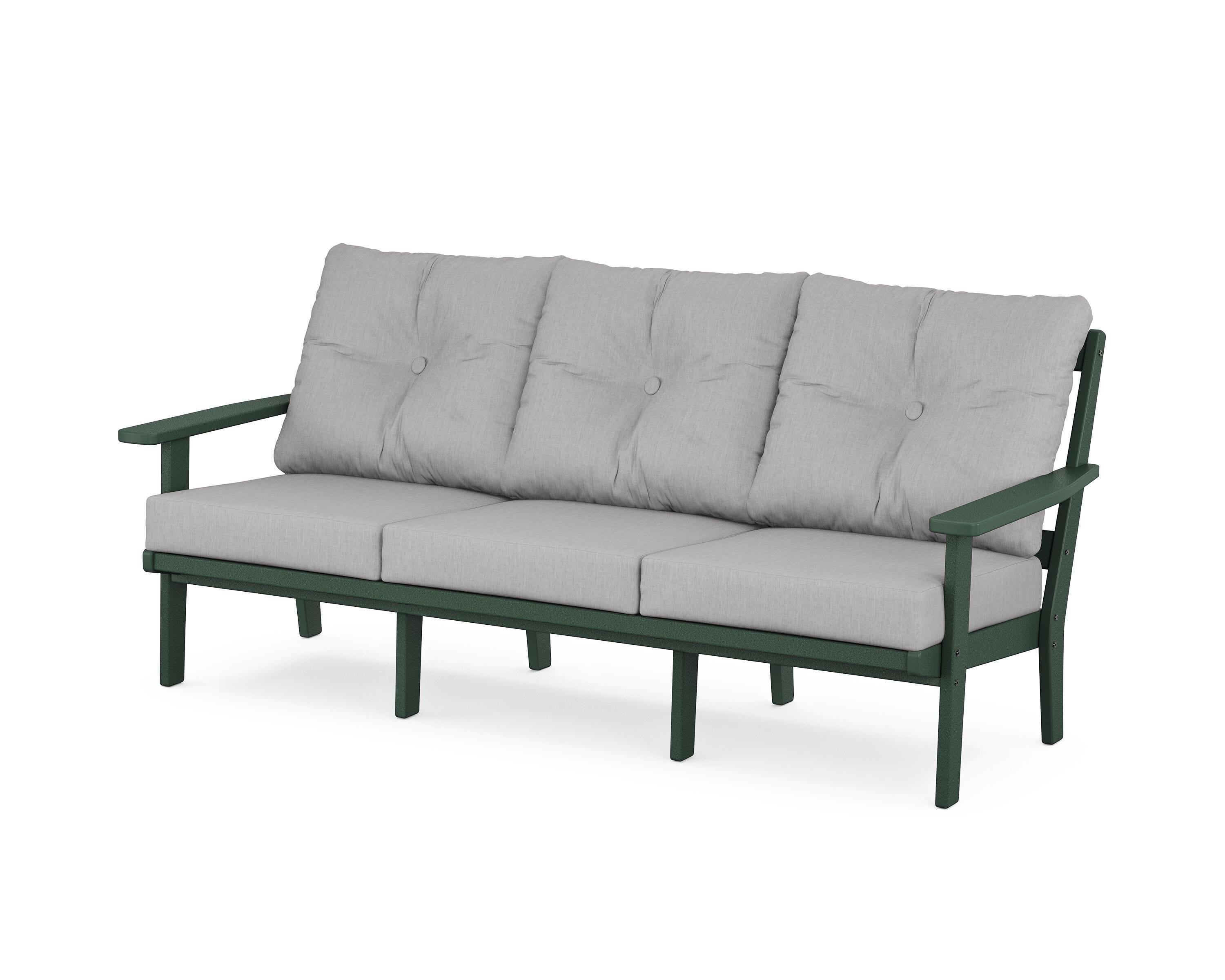 POLYWOOD® Oxford Deep Seating Sofa in Green / Granite