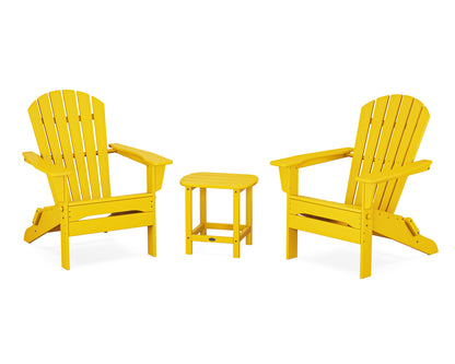 POLYWOOD® South Beach 3-Piece Folding Adirondack Set in Lemon
