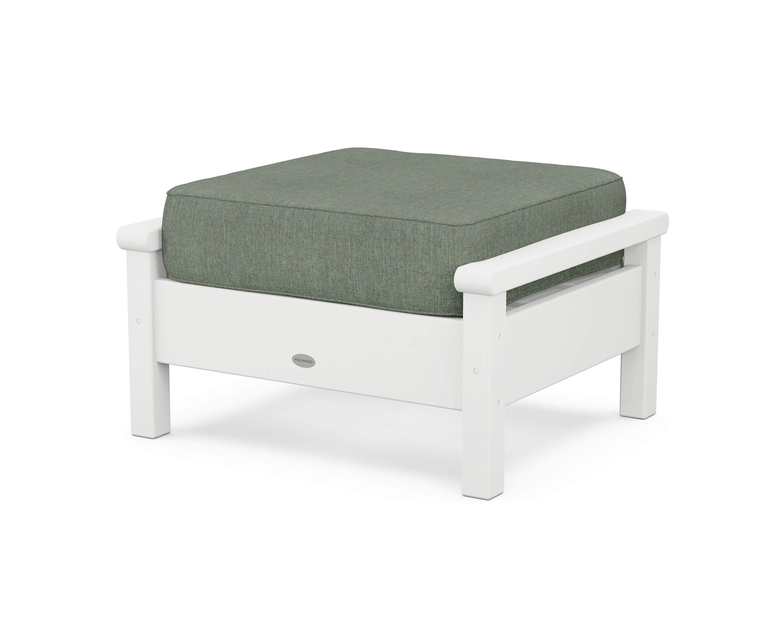 POLYWOOD® Harbour Deep Seating Ottoman in White / Cast Sage