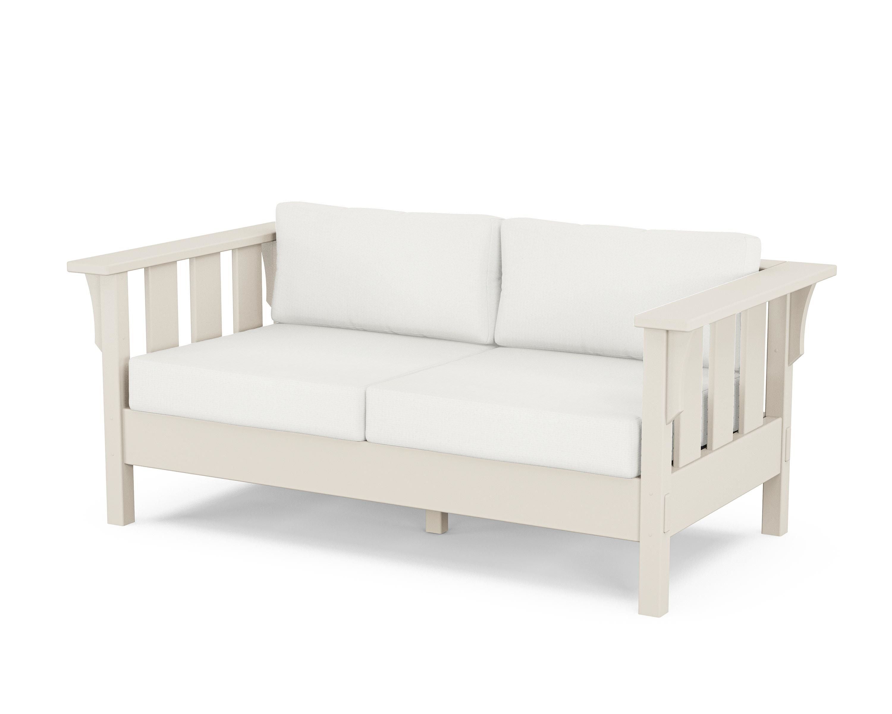Martha Stewart by POLYWOOD® Acadia Deep Seating Loveseat in Sand / Natural Linen