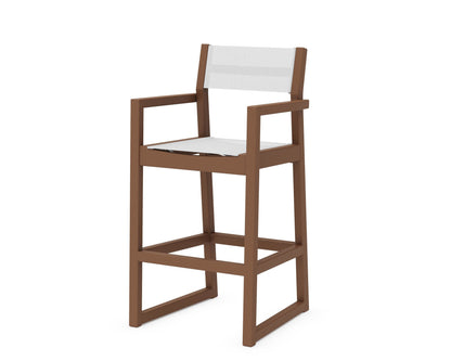 POLYWOOD® EDGE Sling Bar Arm Chair in Teak / White Sling