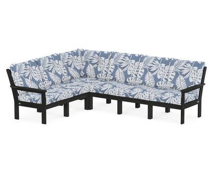 POLYWOOD® Vineyard 6-Piece Sectional in Black / Leaf Sky Blue