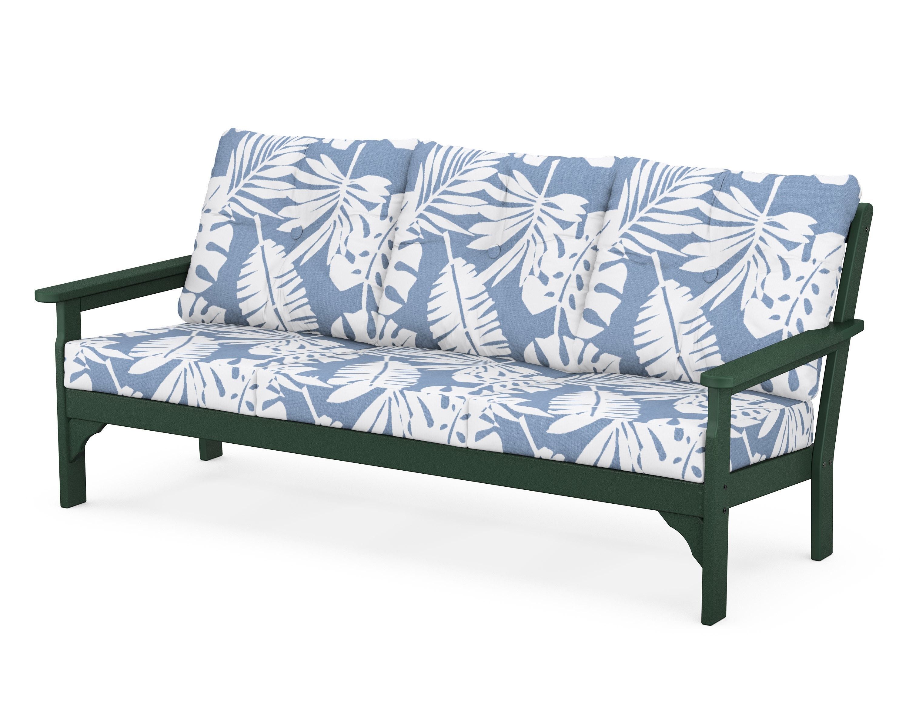 POLYWOOD® Vineyard Deep Seating Sofa in Green / Leaf Sky Blue