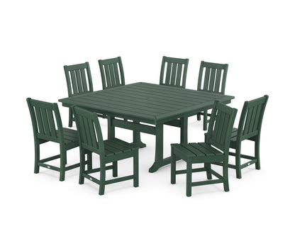 POLYWOOD® Oxford Side Chair 9-Piece Square Dining Set with Trestle Legs in Green