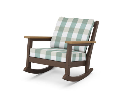 POLYWOOD® Chippendale Deep Seating Rocking Chair in Mahogany / Natural / Buffalo Plaid Glacier Spa
