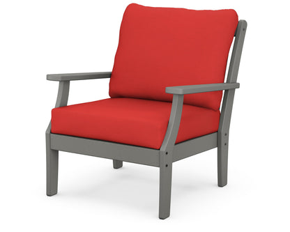 POLYWOOD® Braxton Deep Seating Chair in Slate Grey / Crimson Linen